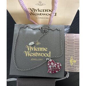 Vivienne Westwood Heart Necklace Pink With Dust Bag